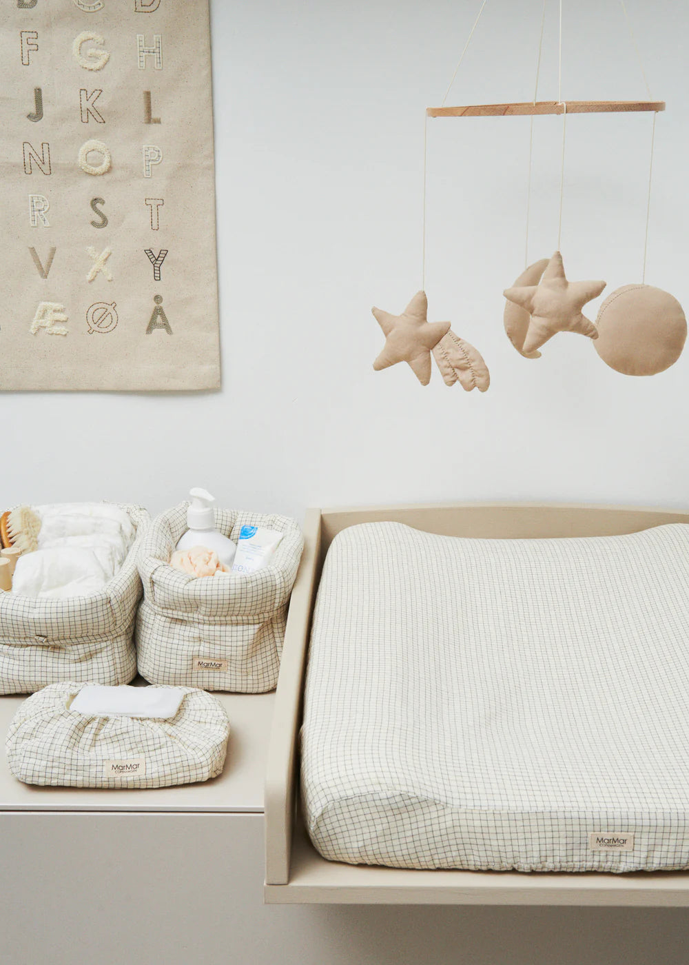 Nursery Storage Bags, Basket - Deep Lake Check