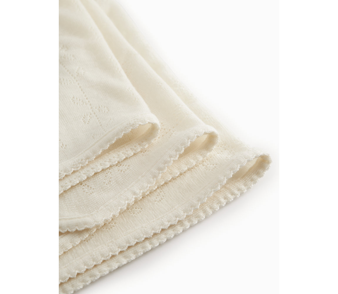 Alida  Blanket - Wool Pointelle - Natural