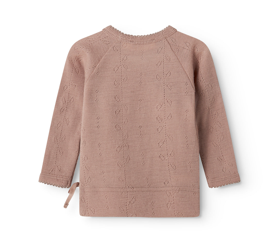Tut Wrap LS, Wool Pointelle Blouse - Burnt Rose