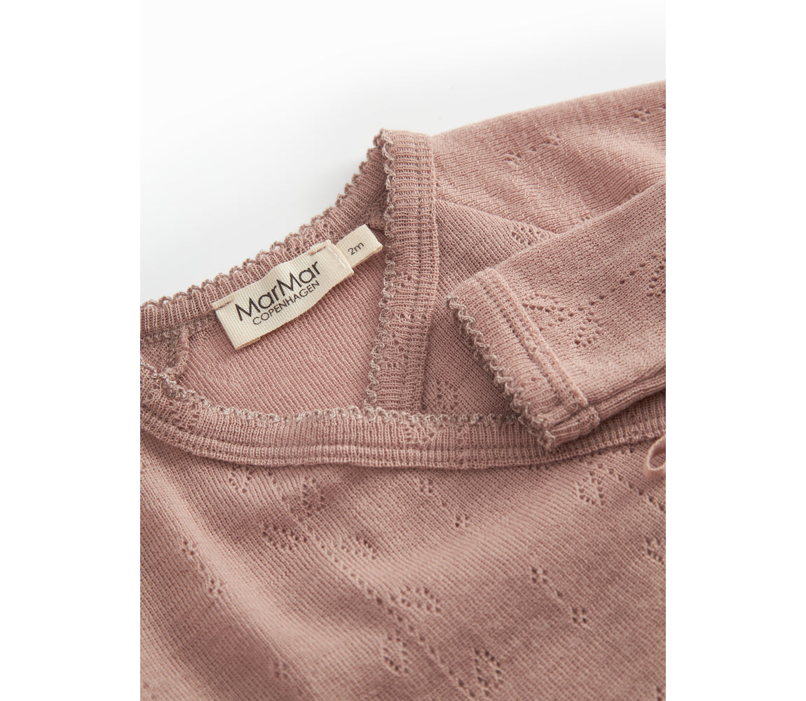 Tut Wrap LS, Wool Pointelle Blouse - Burnt Rose