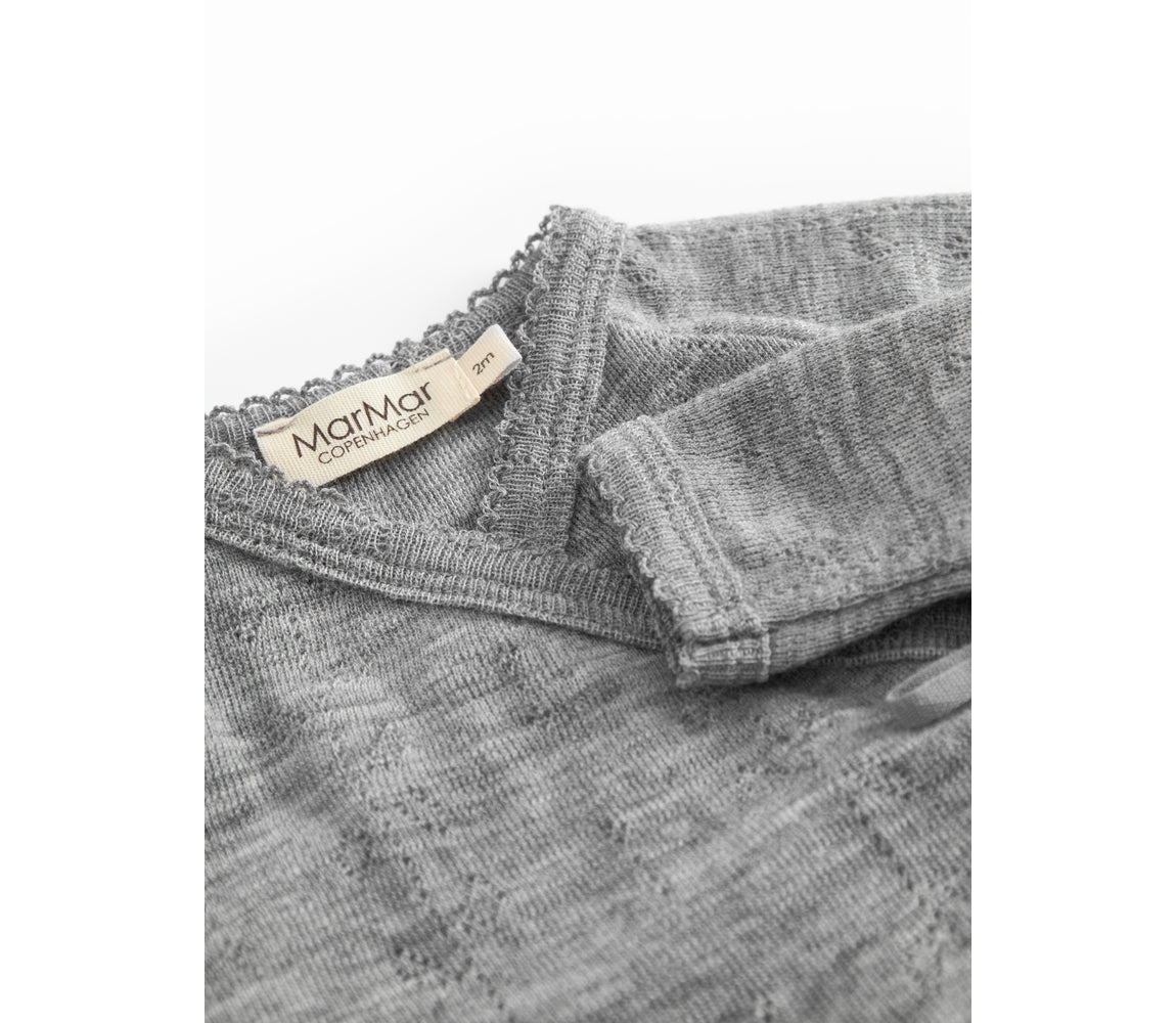 Tut Wrap LS, Wool Pointelle Blouse - Grey Malange