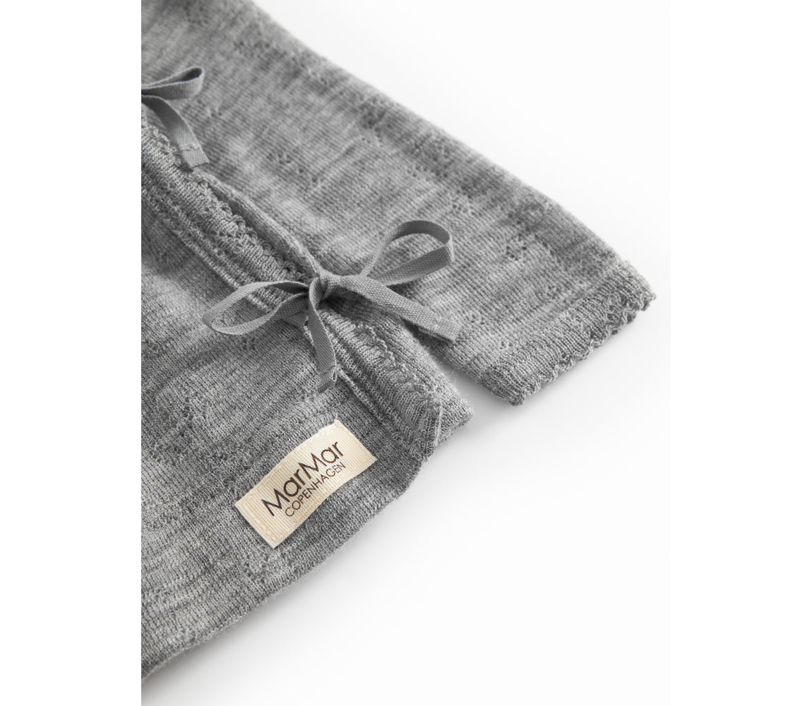 Tut Wrap LS, Wool Pointelle Blouse - Grey Malange
