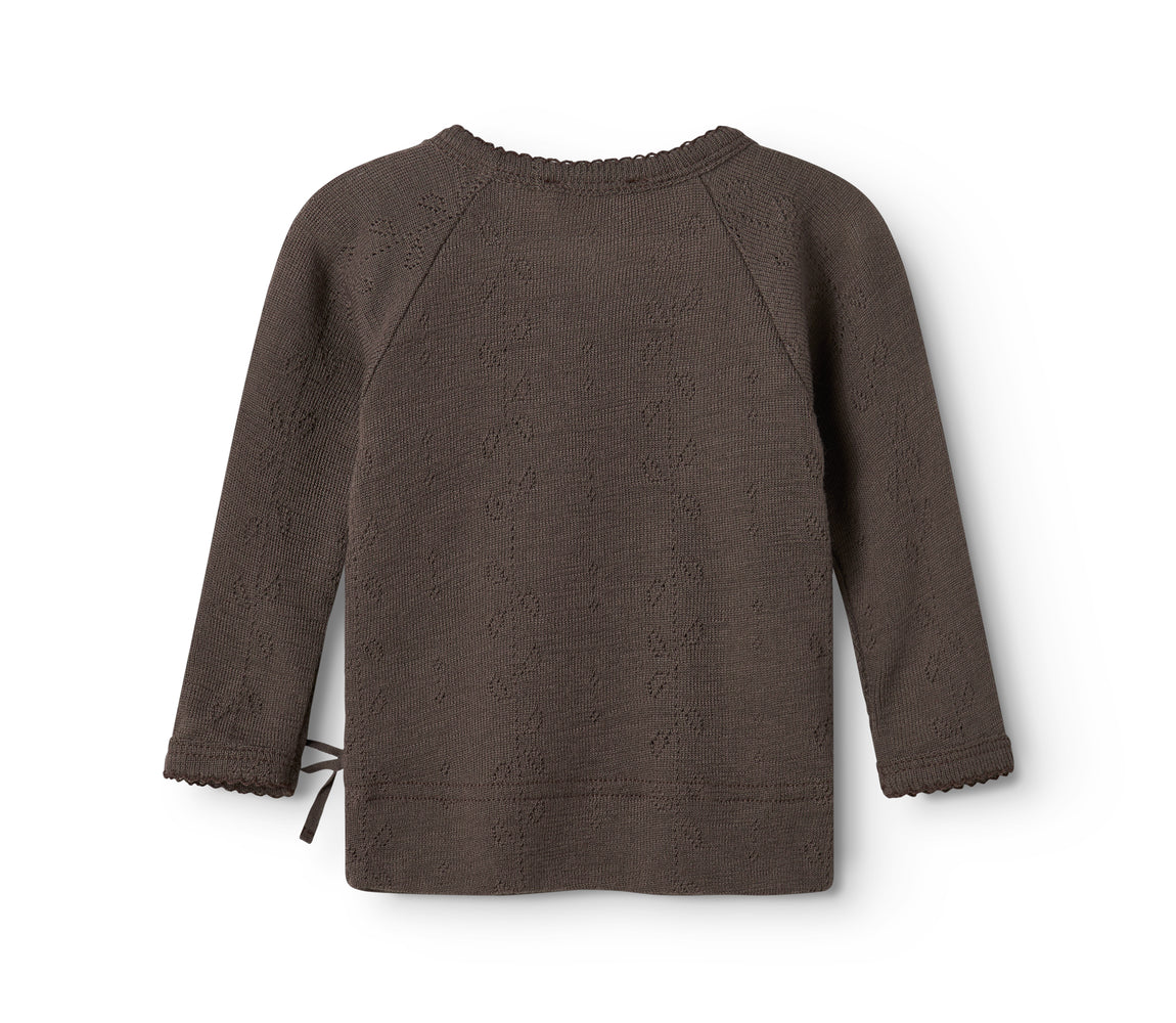 Tut Wrap LS, Wool Pointelle Blouse - Terre