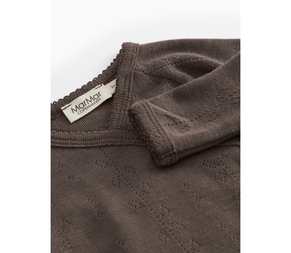 Tut Wrap LS, Wool Pointelle Blouse - Terre