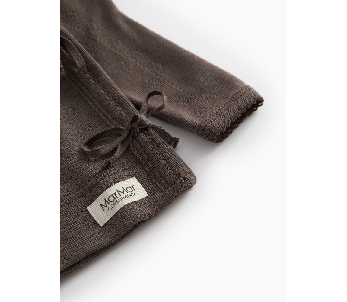 Tut Wrap LS, Wool Pointelle Blouse - Terre