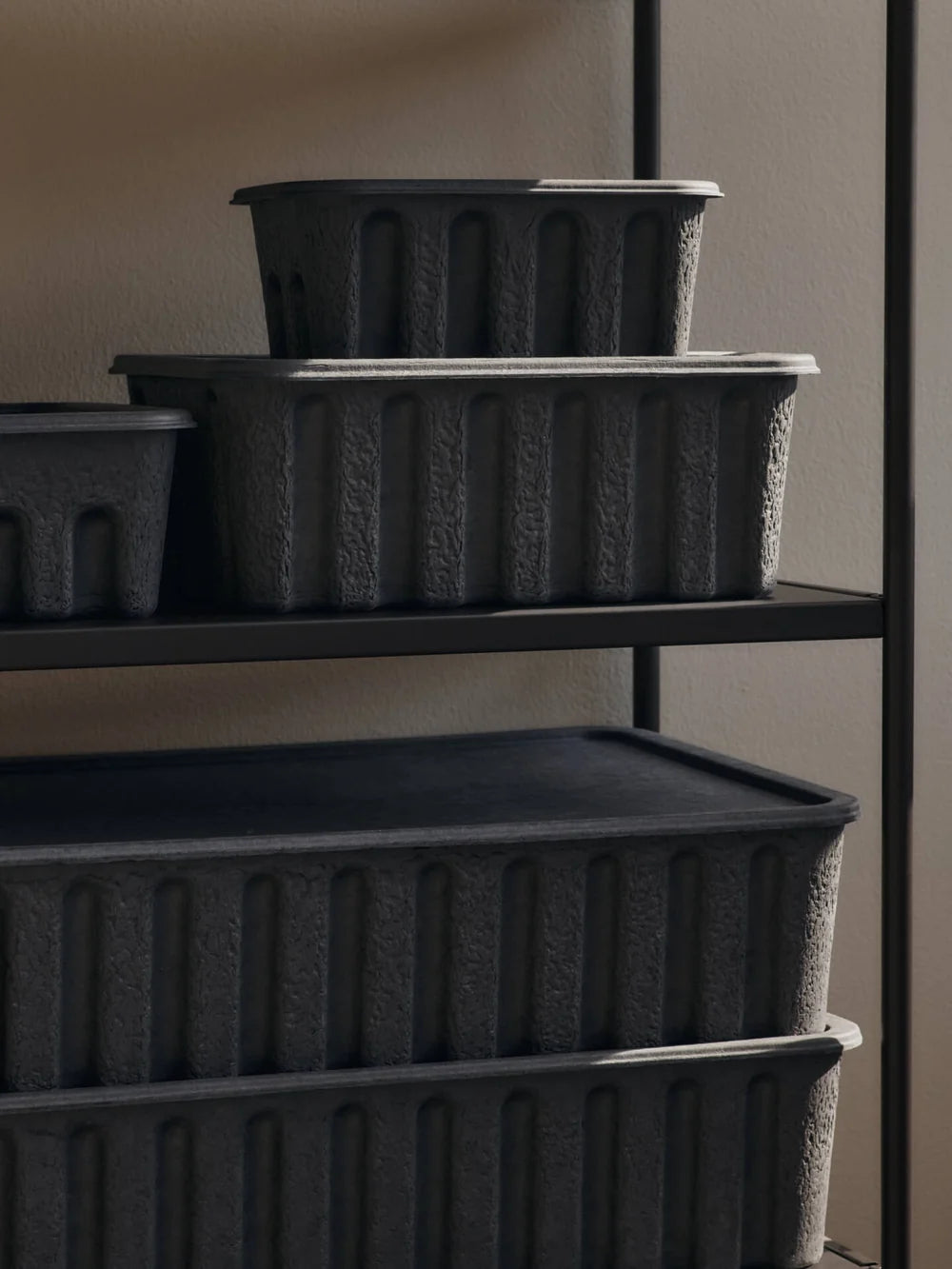 Paper Pulp Box - Set of 2 - Charcoal