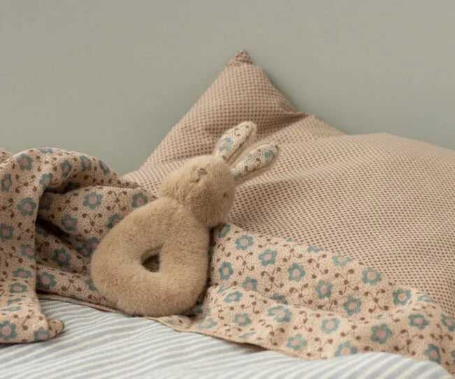 RABBIT RATTLE SET - CREAM PEACH
