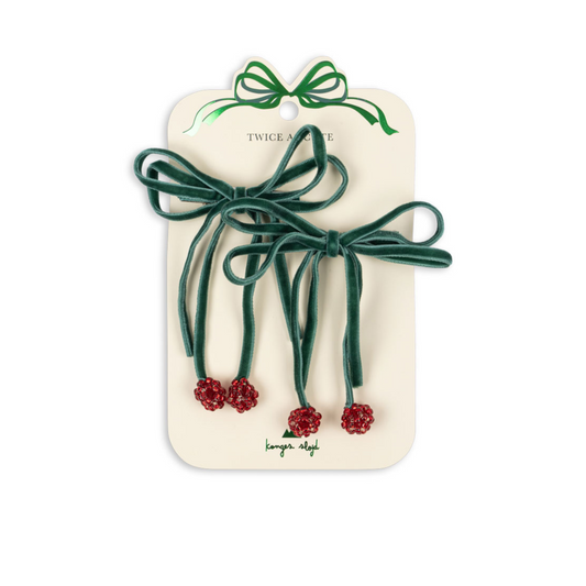 2 PACK CHERRY BOW HAIR CLIPS