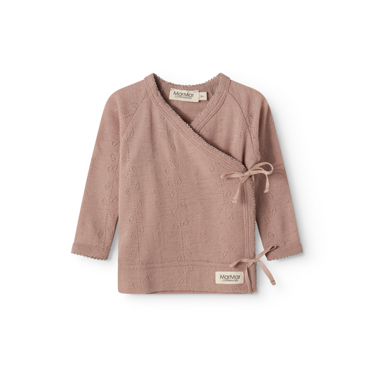 Tut Wrap LS, Wool Pointelle Blouse - Burnt Rose