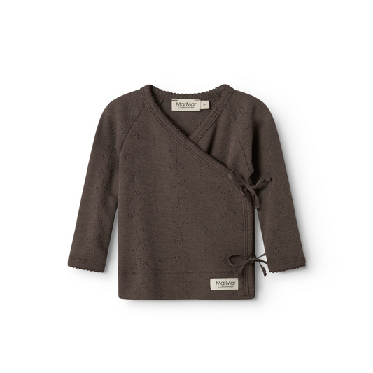 Tut Wrap LS, Wool Pointelle Blouse - Terre