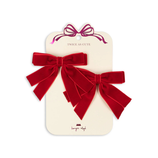2 PACK VELVET DOUBLE BOW HAIR CLIPS