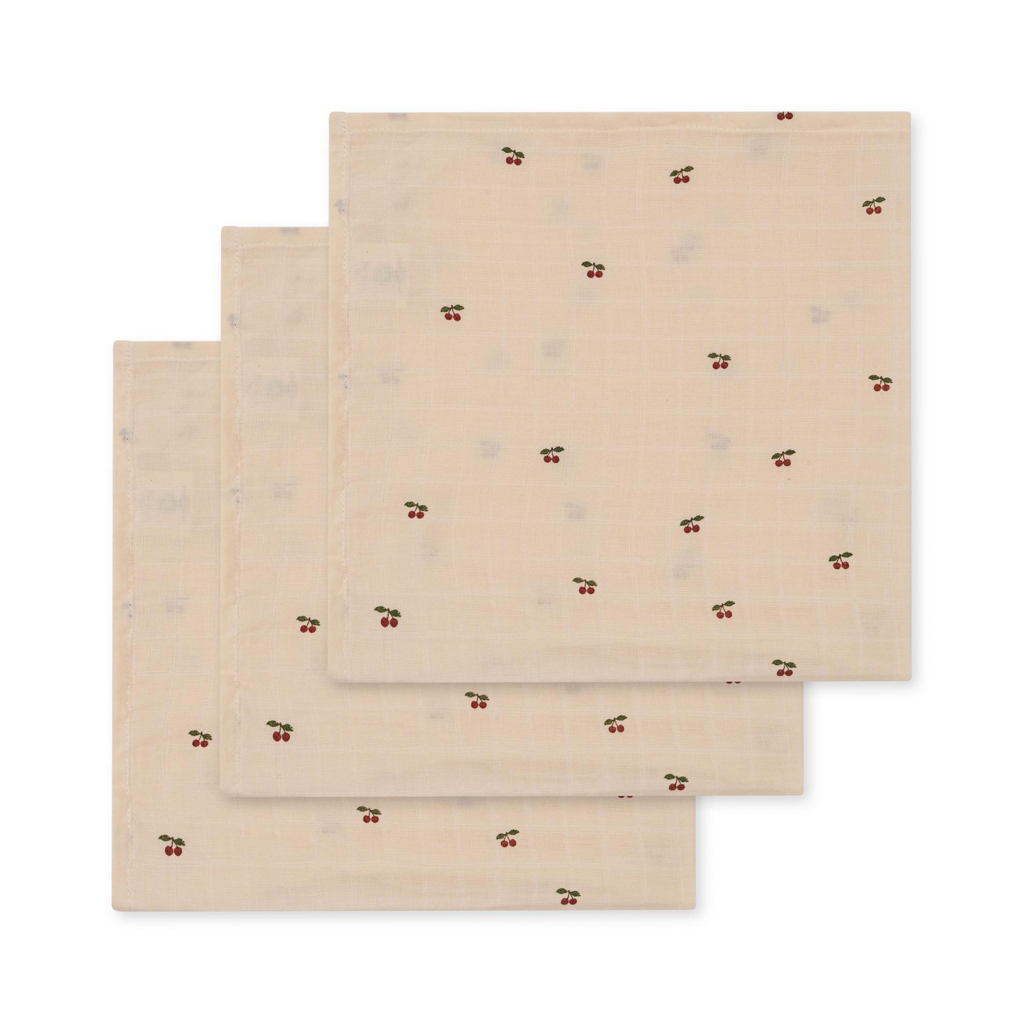 3 PACK MUSLIN CLOTH GOTS - Cherry