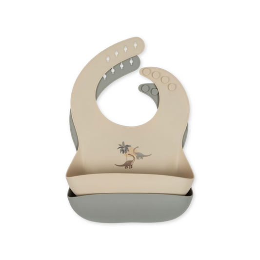 2 PACK SILICONE BIB - DINO