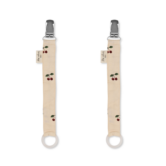 2 PACK PACIFIER STRAP - CHERRY