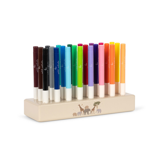 MARKERS IN WOODEN BLOCK 24 PCS - SAFARI