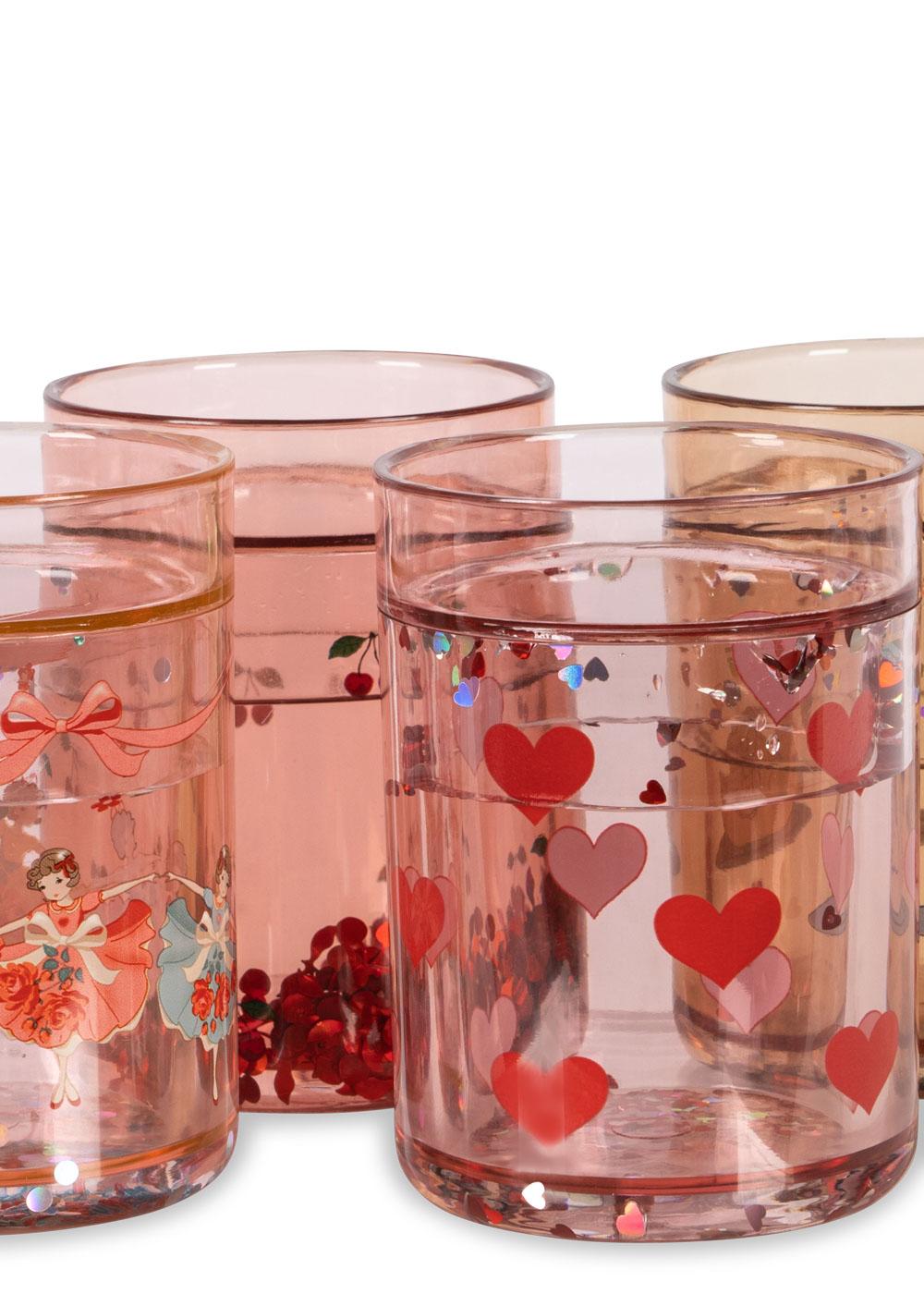 4 PACK GLITTER CUPS - ROSE MULTI