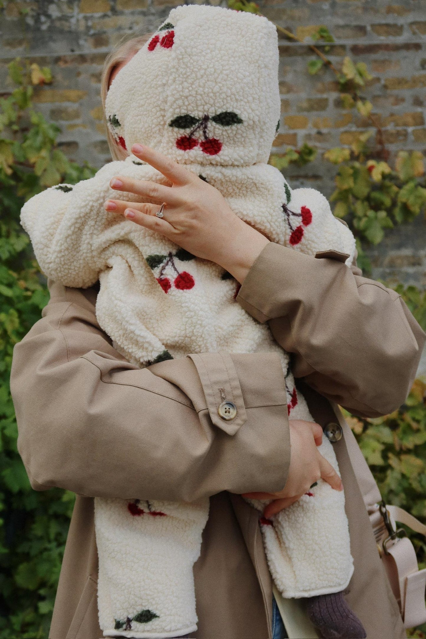 JODY TEDDY ONESIE GRS - Cherry
