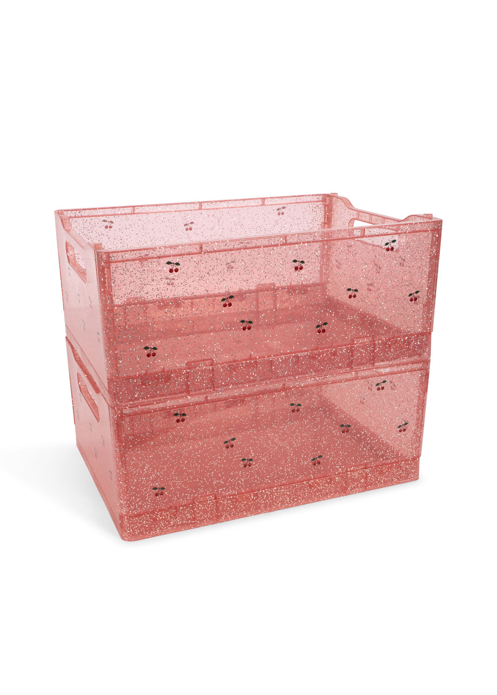 2 PACK GLITTER STORAGE BOX - Cherry