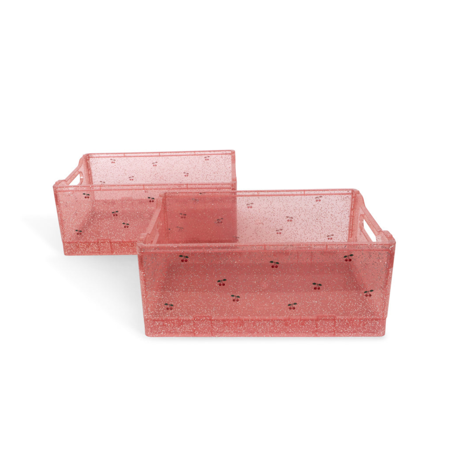 2 PACK GLITTER STORAGE BOX - Cherry