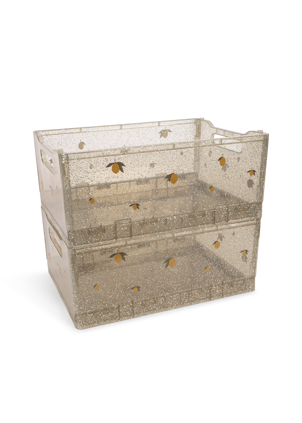 2 PACK GLITTER STORAGE BOX - Lemon