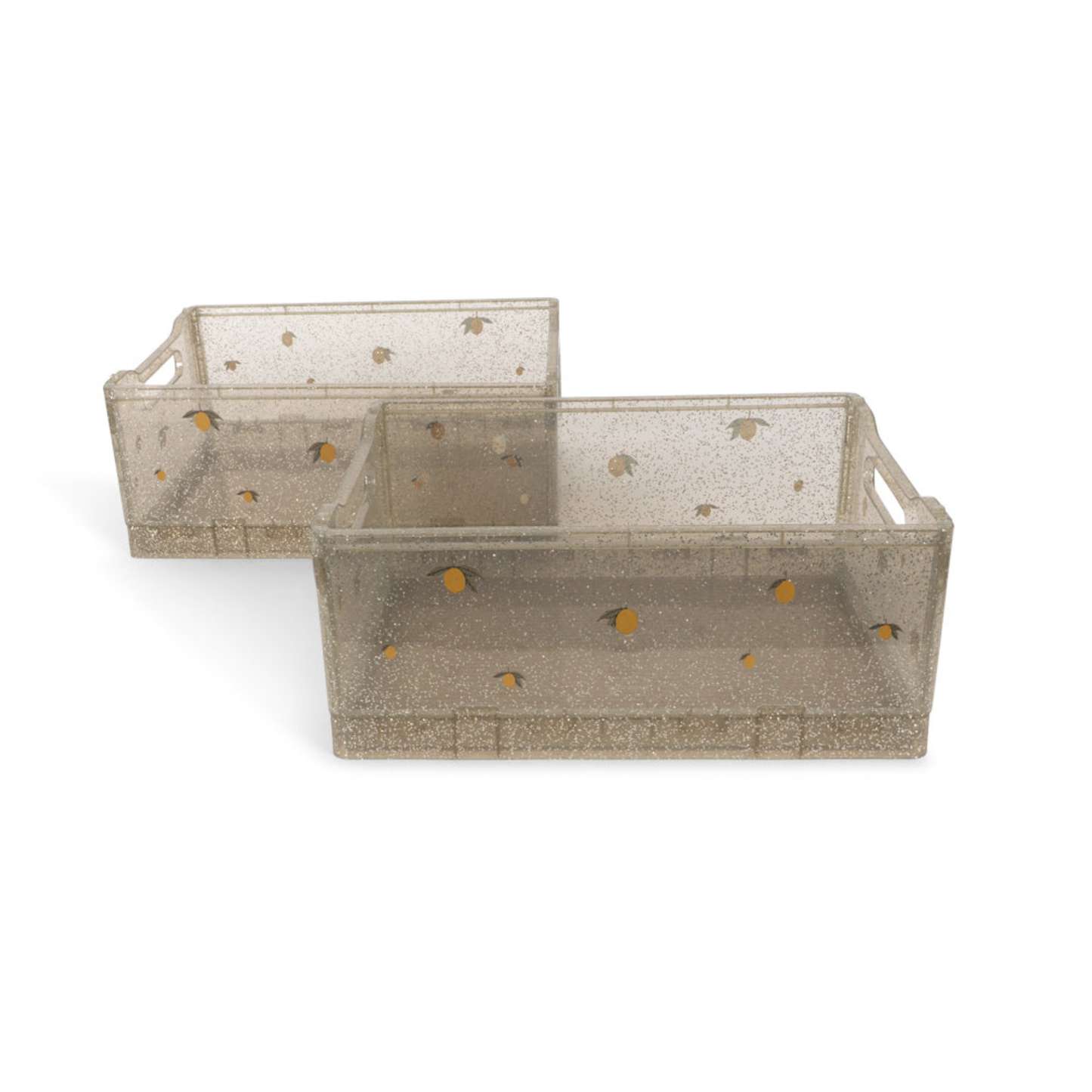 2 PACK GLITTER STORAGE BOX - Lemon