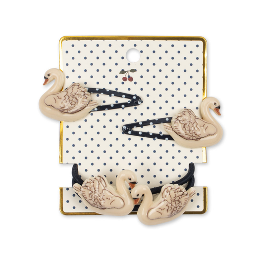 4 PACK SWAN HAIR CLIP AND ELASTIC
