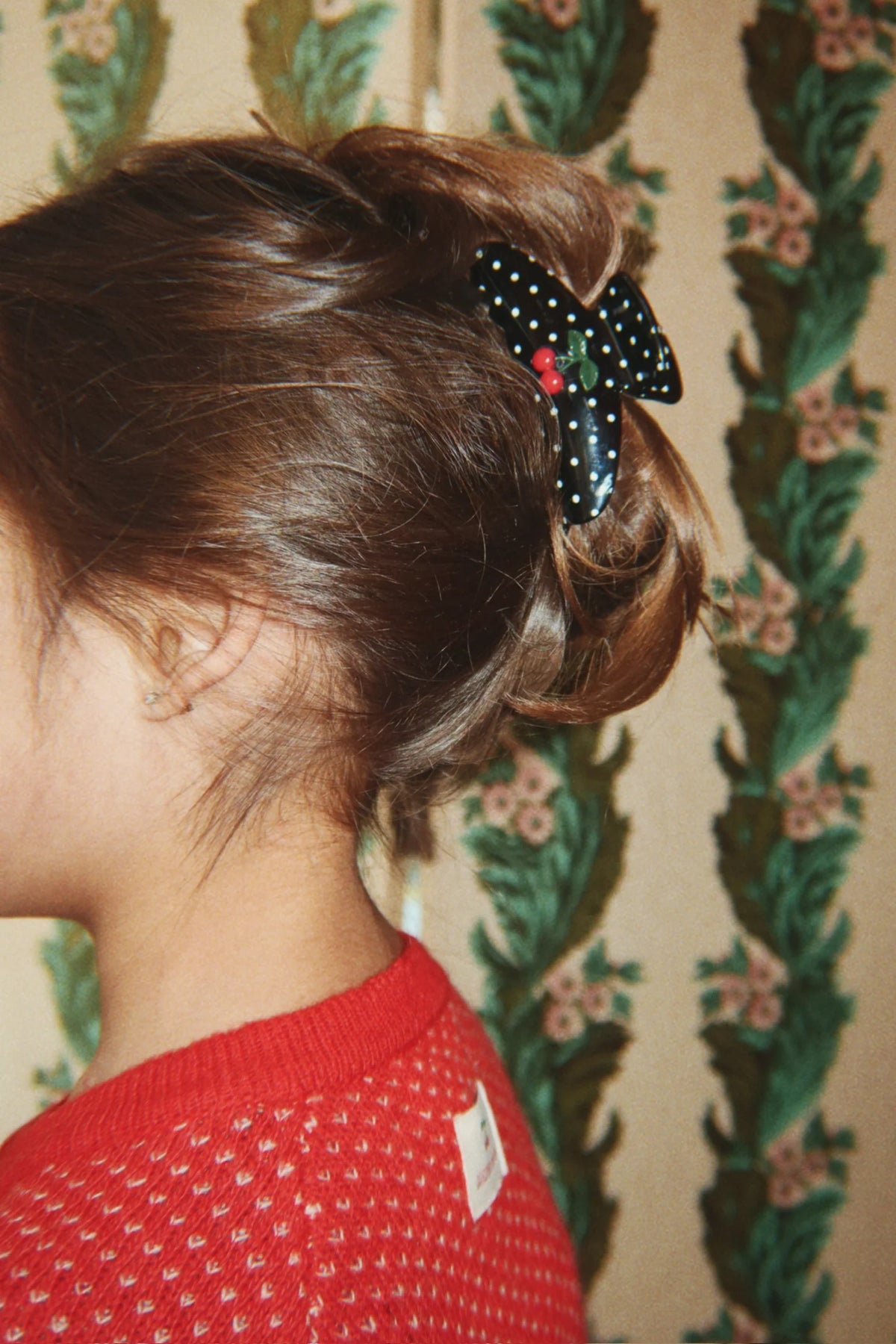 CHERRY DOT BIG HAIR CLAW