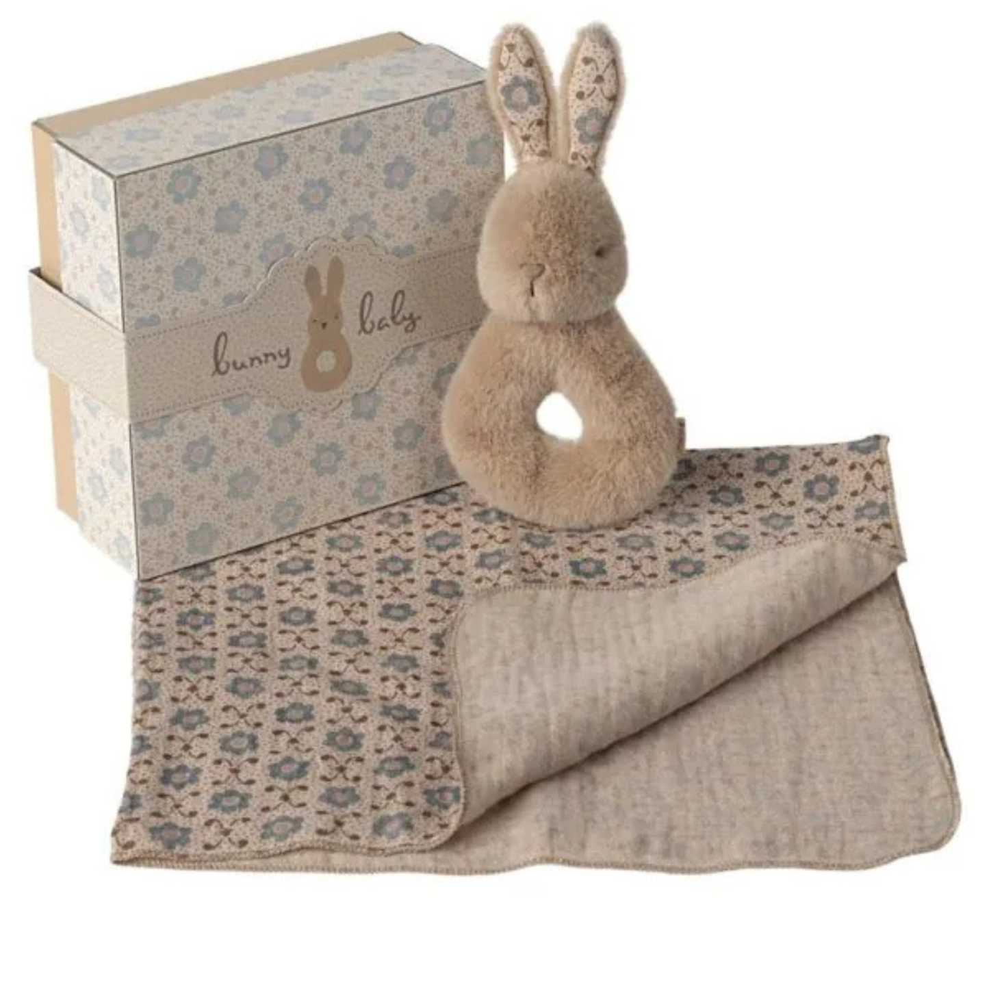 RABBIT RATTLE SET - CREAM PEACH