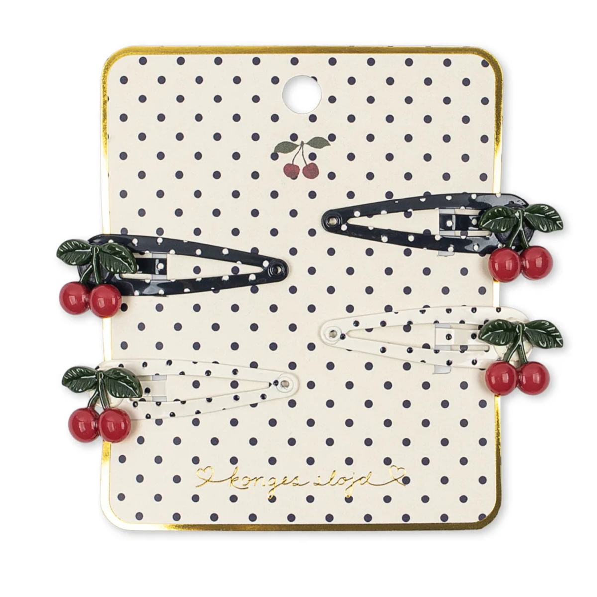 4 PACK CHERRY DOT HAIR CLIPS