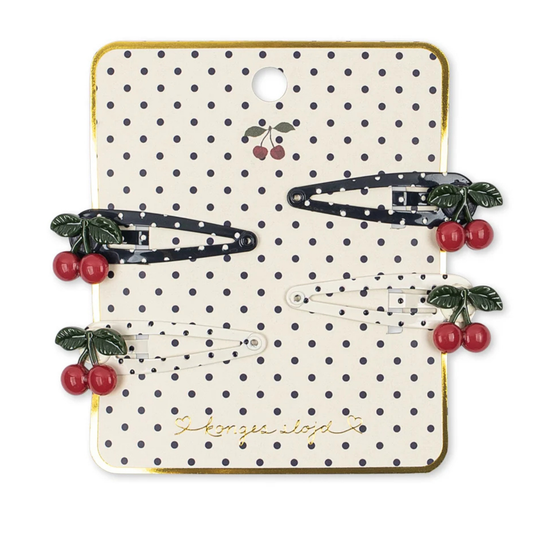 4 PACK CHERRY DOT HAIR CLIPS