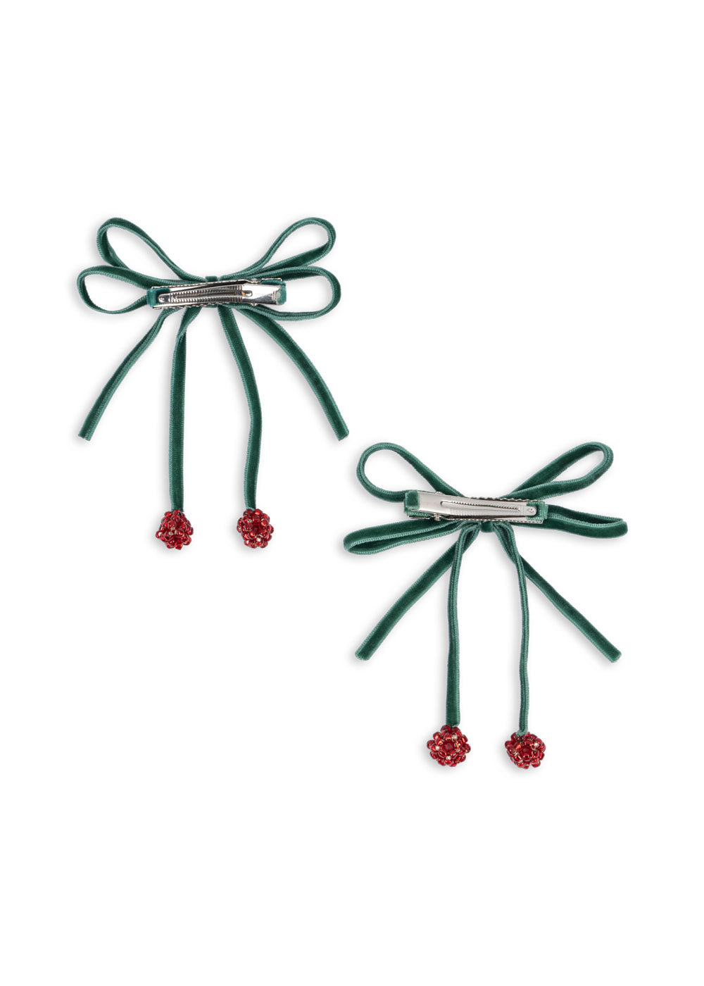 2 PACK CHERRY BOW HAIR CLIPS